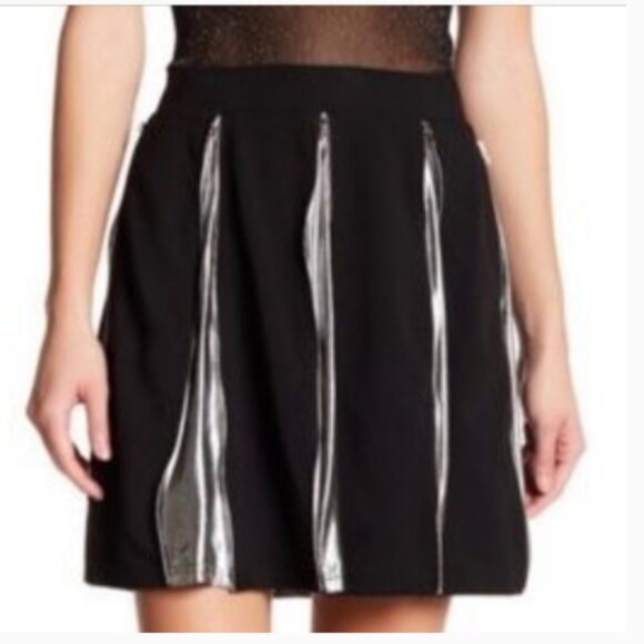 Tov Los Angeles Metallic Zippered Skirt Black/Gold Size XL (14/16) Women's‎ - Picture 13 of 15